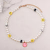 Korea Candy Color Cute Mushroom Pearl Beaded Necklace For Women Resin Bear Heart Strawberry Bead Choker Harajuku Y2K Jewelry