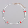 Korea Candy Color Cute Mushroom Pearl Beaded Necklace For Women Resin Bear Heart Strawberry Bead Choker Harajuku Y2K Jewelry