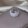 Korean Design Jewelry  Full Zircon Leaf Ring Elegant Women's Daily Work Opening Adjustable Accessories