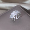 Korean Design Jewelry  Full Zircon Leaf Ring Elegant Women's Daily Work Opening Adjustable Accessories