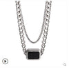 Korean Metal Geometry Square Black Epoxy Choker Pendant Necklace for Women Joker Clavicle Short Necklaces Jewelry