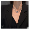 Korean Metal Geometry Square Black Epoxy Choker Pendant Necklace for Women Joker Clavicle Short Necklaces Jewelry