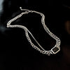 Korean Metal Geometry Square Black Epoxy Choker Pendant Necklace for Women Joker Clavicle Short Necklaces Jewelry