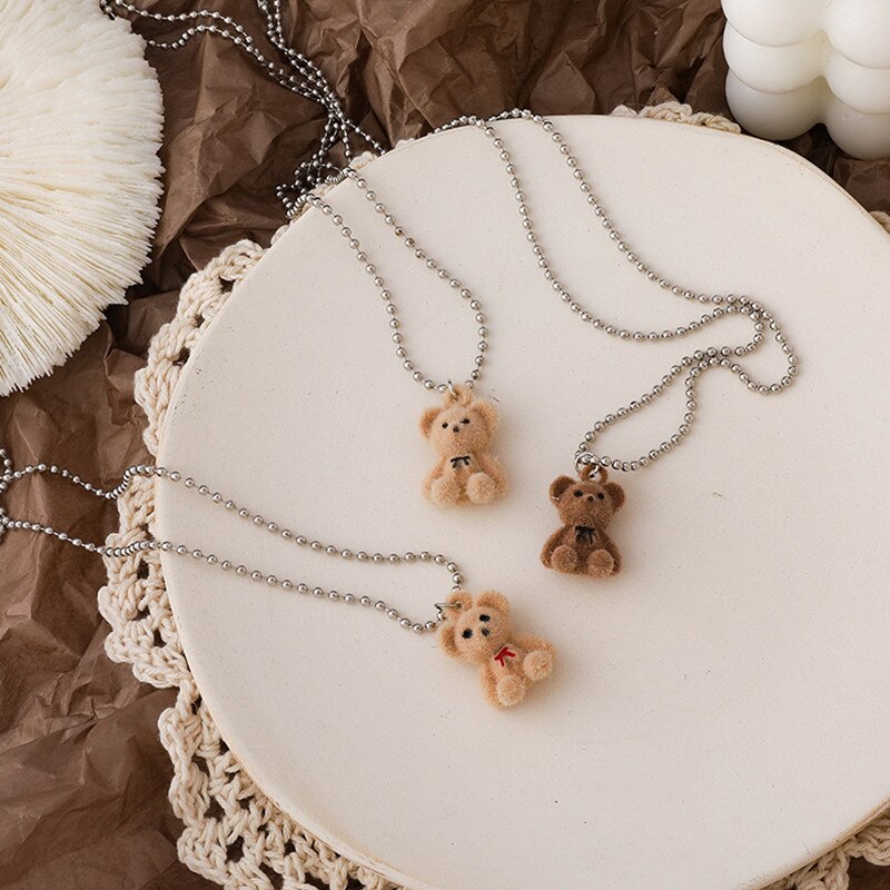 Korean Plush Bear Sweater Chain Autumn And Winter Long Necklace For Female Clavicle Pendant High-End Neck Accessories