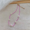 Korean Sweet Resin Acrylic Colorful Flowers Transparent Beaded Necklace for Women Summer Vacation Jewelry Gift
