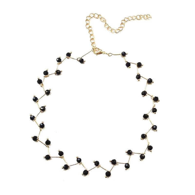 Korean Version Of The Simple Wild Black Crystal Short Clavicle Chain F