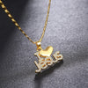 Letter Jesus Heart Pendant Necklace Women's Necklace Bohemian Crystal Inlaid Metal Sliding Pendant Accessories Party Jewelry