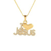 Letter Jesus Heart Pendant Necklace Women's Necklace Bohemian Crystal Inlaid Metal Sliding Pendant Accessories Party Jewelry