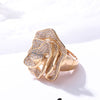 Light  Rose Flower Sharp Big Zircon Stone Finger Rings for Women Gold Color Adjustable Wedding Ring Engagement Jewelry