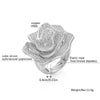Light  Rose Flower Sharp Big Zircon Stone Finger Rings for Women Gold Color Adjustable Wedding Ring Engagement Jewelry
