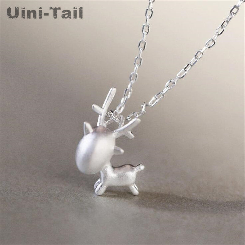 New-Limited-Time-Discount-925-Sterling-Silver-Cute-Flying-Deer-Necklace-Fashion-Flowing-Cute-High-Quality