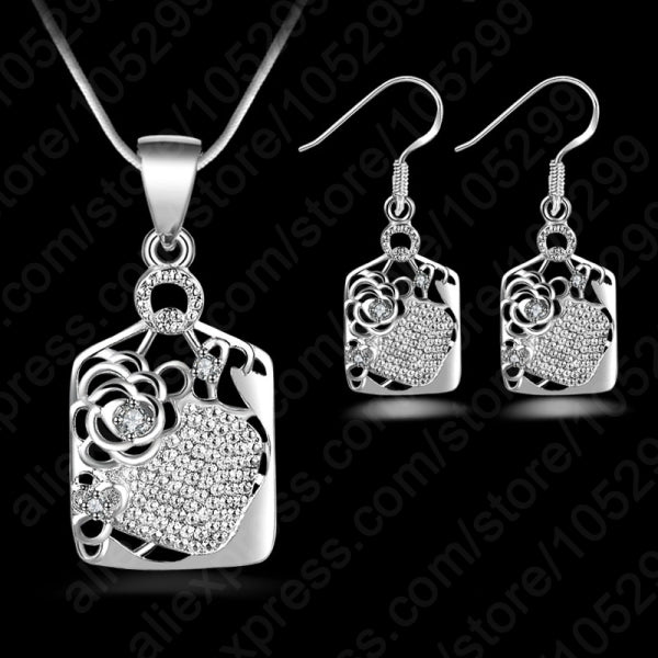 New Limited Wedding 2020 Wholesale Cubic Zirconia Jewelry Sets 925 Sterling Silver Pendants Necklaces Dangle Earring For Women