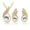 New Limited Wedding 2020 Wholesale Austrya Crystal Jewelry Sets Water Drop Pendants Necklaces Wing Earring Set for Women 42133