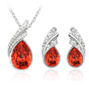New Limited Wedding 2020 Wholesale Austrya Crystal Jewelry Sets Water Drop Pendants Necklaces Wing Earring Set for Women 42133