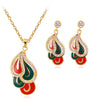 New Limited Wedding 2020 Wholesale Enamel Jewelry Sets Water Drop Pendants Necklaces Dangle Earring Plated for Women