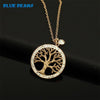 New Long Necklace For Women Stainless Steel Pendants Silver Color Bead Chain Round Coin Disc Collares Charm Tiff Fashion Jewelry