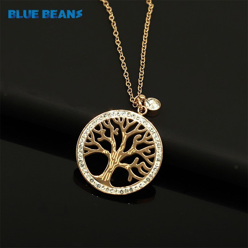New Long Necklace For Women Stainless Steel Pendants Silver Color Bead Chain Round Coin Disc Collares Charm Tiff Fashion Jewelry