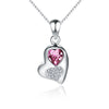 New Love Heart Shaped Necklace 925 Sterling Silver Blue/Pink Opal Choker Collar Pendant Necklaces Silver 925 Women Jewelry