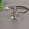 Luminous Dried Flower Butterfly Glass Ball Women Necklace Pendant Rope Chain Necklace for Women Strip Leather Choker