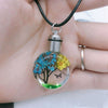 Luminous Dried Flower Butterfly Glass Ball Women Necklace Pendant Rope Chain Necklace for Women Strip Leather Choker