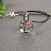 Luminous Dried Flower Butterfly Glass Ball Women Necklace Pendant Rope Chain Necklace for Women Strip Leather Choker