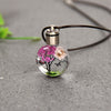 Luminous Dried Flower Butterfly Glass Ball Women Necklace Pendant Rope Chain Necklace for Women Strip Leather Choker