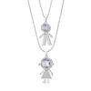 Big Crystal Boy Girl Kids Pendant Necklaces for Women Gold Color Double Layer Beads Chain Necklace Jewellery