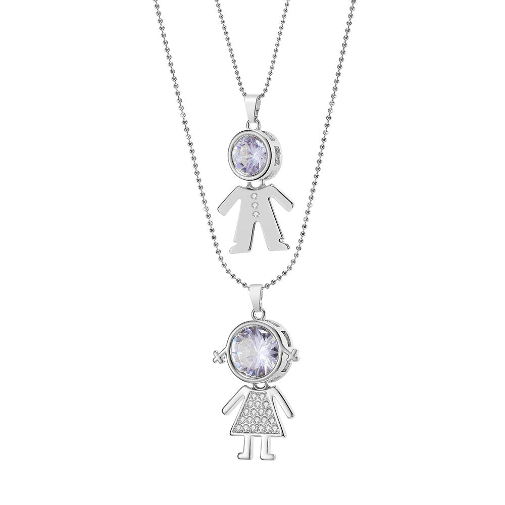 Big Crystal Boy Girl Kids Pendant Necklaces for Women Gold Color Double Layer Beads Chain Necklace Jewellery