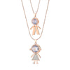 Big Crystal Boy Girl Kids Pendant Necklaces for Women Gold Color Double Layer Beads Chain Necklace Jewellery