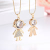 Big Crystal Boy Girl Kids Pendant Necklaces for Women Gold Color Double Layer Beads Chain Necklace Jewellery