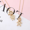 Big Crystal Boy Girl Kids Pendant Necklaces for Women Gold Color Double Layer Beads Chain Necklace Jewellery