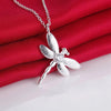designer 925 sterling Silver Crystal dragonfly pendant necklace earrings for Women gifts wedding Jewelry sets