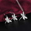 designer 925 sterling Silver Crystal dragonfly pendant necklace earrings for Women gifts wedding Jewelry sets
