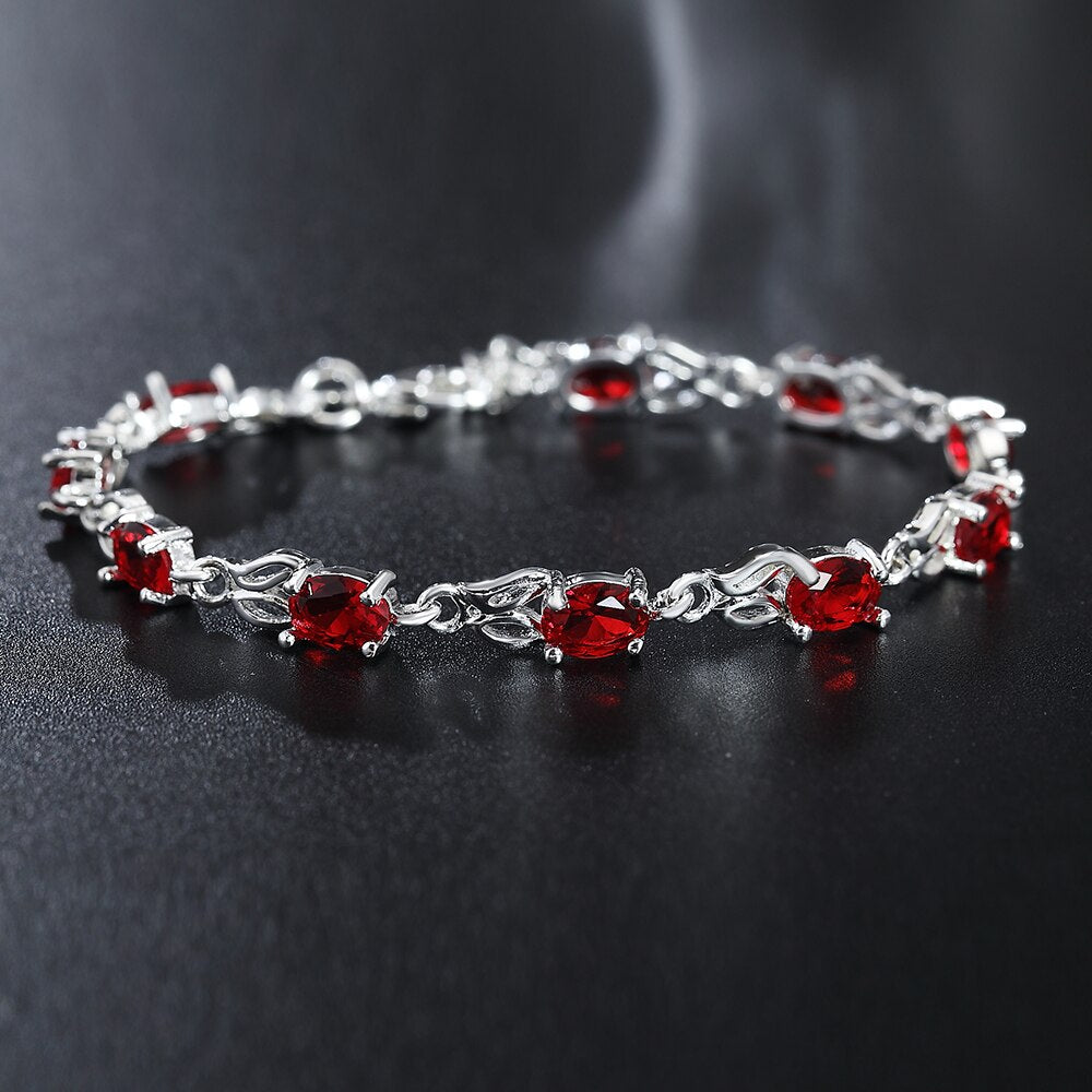red crystal 925 sterling silver Bracelet for woman brands noble jewelry party wedding accessories gifts