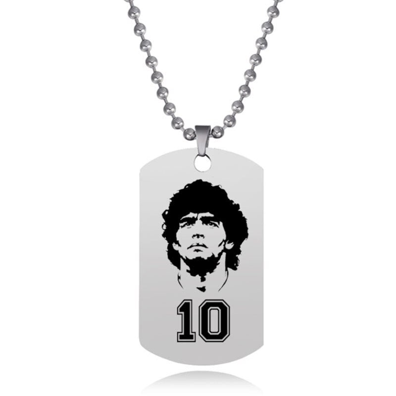 Maradona Pendant Necklace Football Super Star Beaded Stainless Steel Tag Collection Jewelry 5x2.8cm