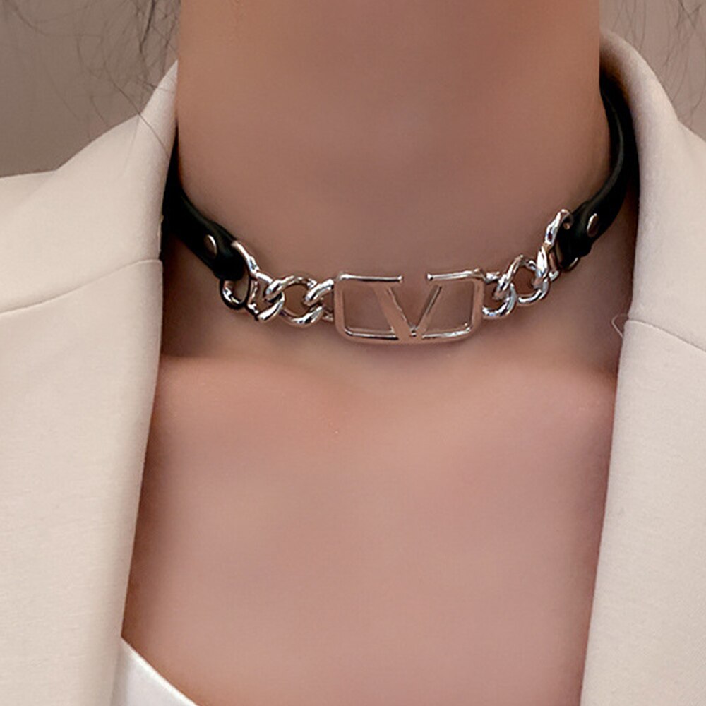 Metal Letter Stitching Choker Necklace For Women Hip-hop Style Jewelry Cool Clavicle Chain Gifts For Girlfriend