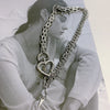 Metal Thick Chain Necklace For Women Clavicle Chain Choker Heart Lock Necklace Jewelry Accessories