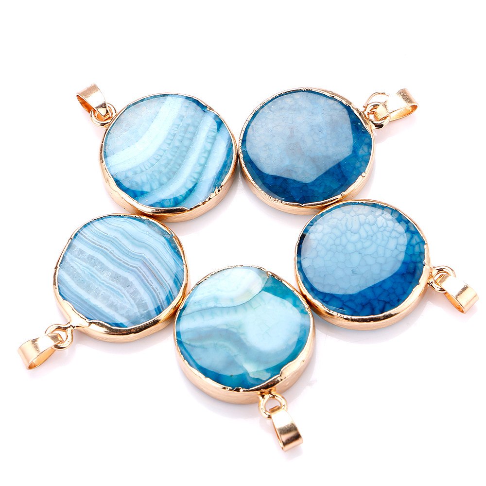 New Mode Natural Purple Crystal Round Pendant Necklace Quartz Stone Druzy Woman's Popular Fine Jewelry Gift Multi-Color Stone