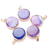 New Mode Natural Purple Crystal Round Pendant Necklace Quartz Stone Druzy Woman's Popular Fine Jewelry Gift Multi-Color Stone