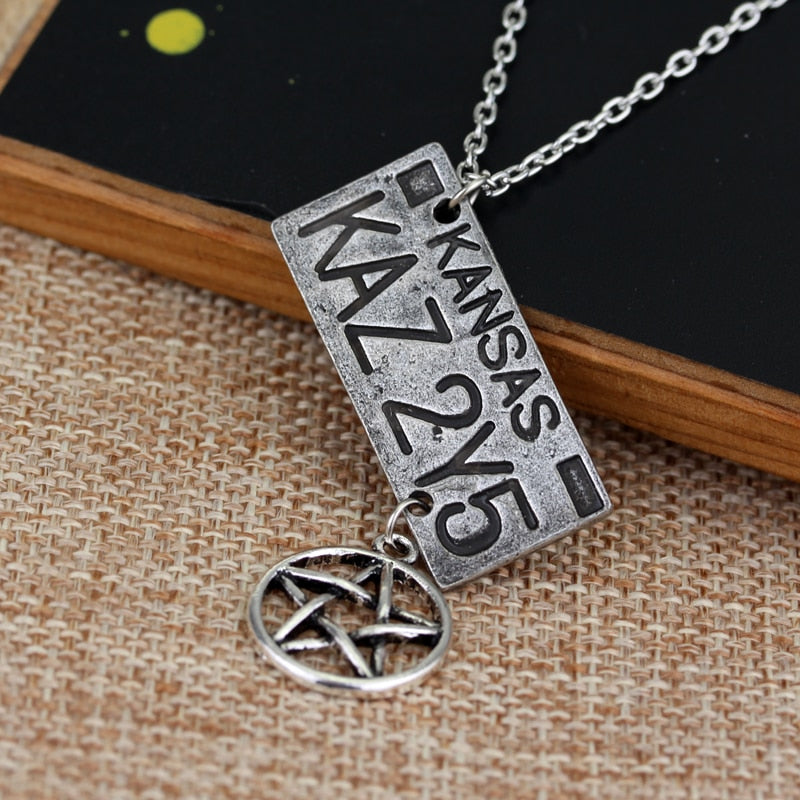Movie Jewelry Supernatural Dean License Plate Pendant Necklace Vintage Necklace For fans Souvenir gift