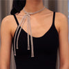 Multi Crystal Bow Tie Choker Necklace for Women  Long Tassel Rhinestone Choker Collar Necklace Chain Jewelry