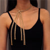 Multi Crystal Bow Tie Choker Necklace for Women  Long Tassel Rhinestone Choker Collar Necklace Chain Jewelry