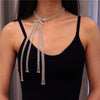 Multi Crystal Bow Tie Choker Necklace for Women  Long Tassel Rhinestone Choker Collar Necklace Chain Jewelry