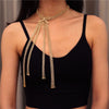 Multi Crystal Bow Tie Choker Necklace for Women  Long Tassel Rhinestone Choker Collar Necklace Chain Jewelry