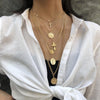 Multi Layer Carved Coin Angel Pendant Choker Necklace Gothic Virgin Mary Cross Chunky Chain Long Necklace Women Jewelry