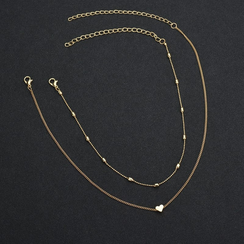 Multi Layer Tiny Small Heart Moon Choker Necklace for Women Gold Color Short  Chain Pendant Collar Necklace Jewelry Gift