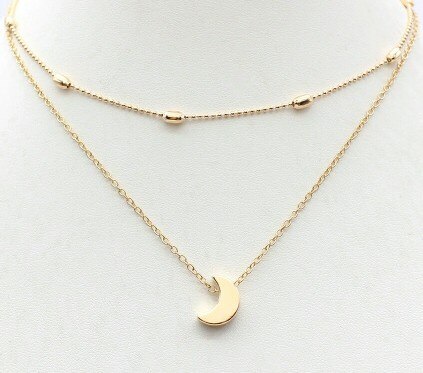 Multi Layer Tiny Small Heart Moon Choker Necklace for Women Gold Color Short  Chain Pendant Collar Necklace Jewelry Gift