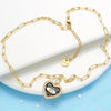 Multi-color Dripping Oil Necklace Zircon Love Heart Peach Heart Eye Necklace Jewelry DIY Color Gothic  Chains