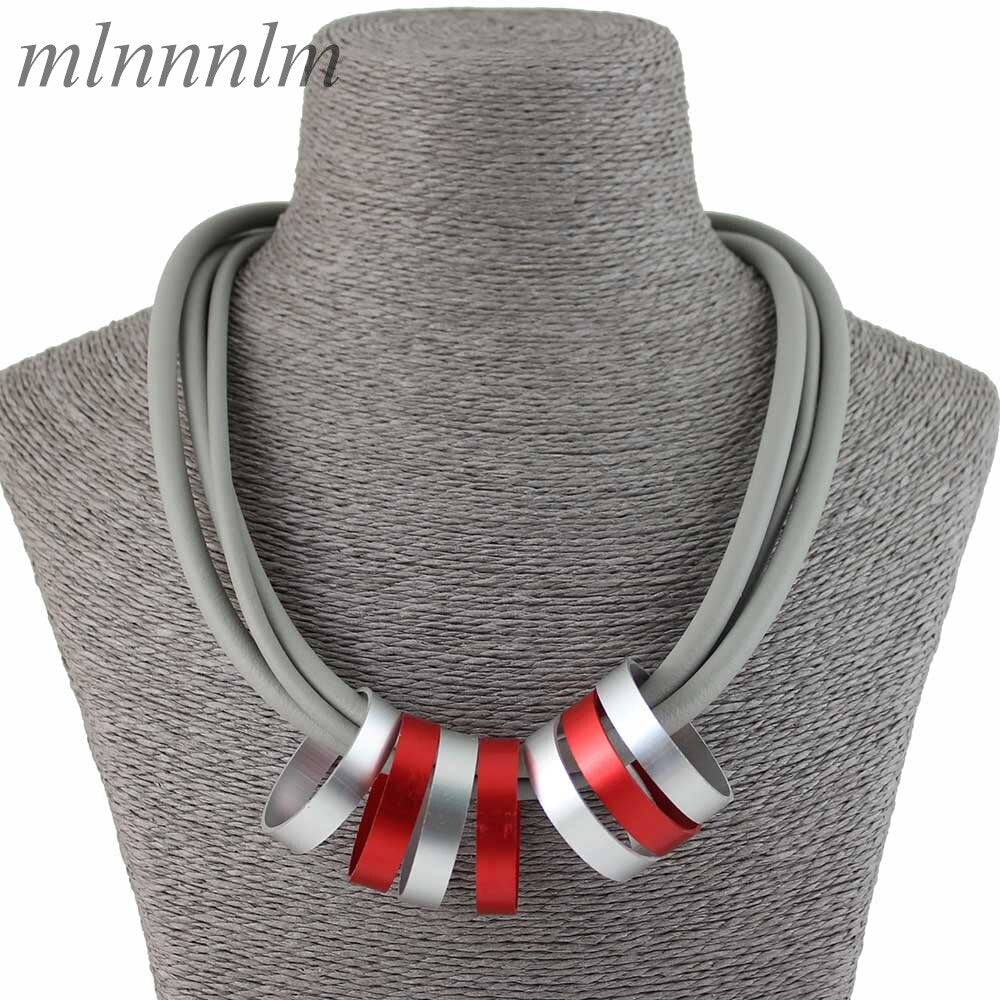 Multicolor Metal Circle Pendants & Necklaces For Women Collar Chain Handmade Rubber Jewelry Long Necklaces Gift Girl Choker