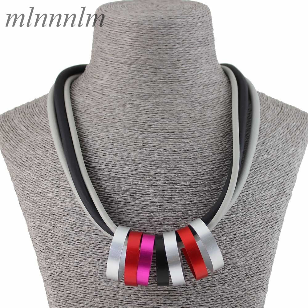 Multicolor Metal Circle Pendants & Necklaces For Women Collar Chain Handmade Rubber Jewelry Long Necklaces Gift Girl Choker